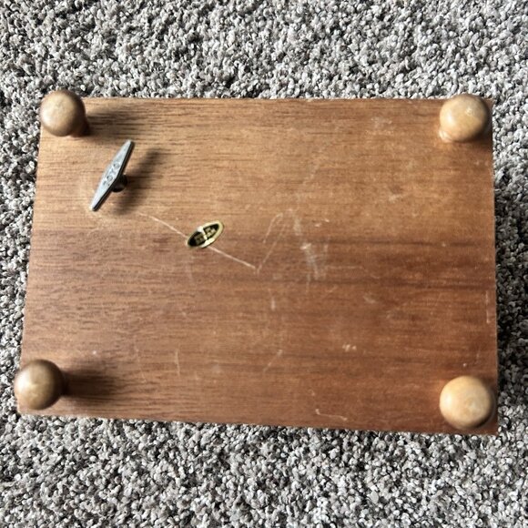Vintage Wooden Jewelry Box With Music Box & Removable Storage - Picture 2 of 12